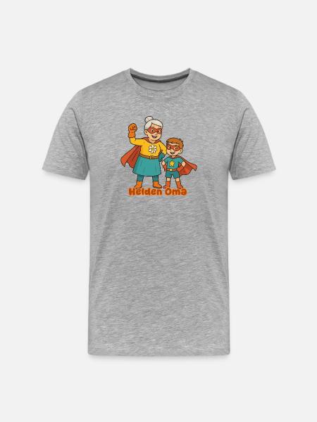 süßer Superhelden-Grandma & Enkel-Design - Männer Premium Bio T-Shirt - Grau meliert