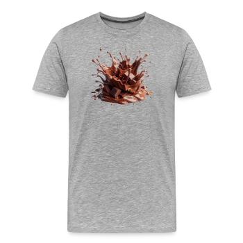 Éruption chocolatée - T-shirt bio Premium Homme - gris chiné - Devant - Damien (186cm)