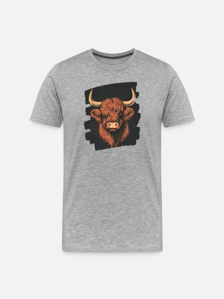 Scottish Highland cattle - Men's Premium Organic T-Shirt - heather grey