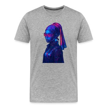Cyberpunk mit Perle - Männer Premium Bio T-Shirt - Grau meliert - Vorne - Damien (186cm)