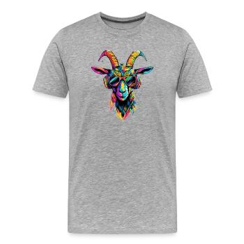 Chèvre Chèvre domestique Capricorne Chèvre Chèvre Chèvre mignonne - T-shirt bio Premium Homme - gris chiné - Devant - Damien (186cm)