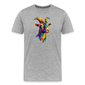 Chèvre Chèvre domestique Capricorne Chèvre Chèvre Chèvre mignonne - T-shirt bio Premium Homme - gris chiné - Devant - Damien (186cm)