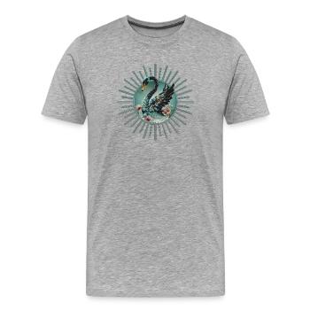 Une touche de fantaisie et d’élégance, le cygne de la - T-shirt bio Premium Homme - gris chiné - Devant - Damien (186cm)