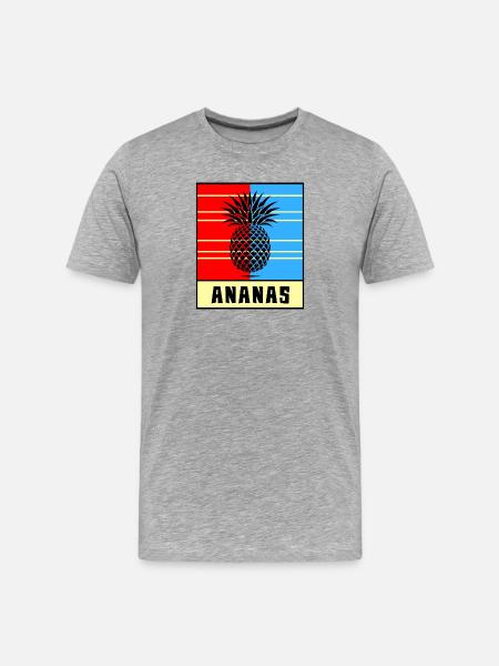 Pineapple Pop Style – Red & Blue - Men's Premium Organic T-Shirt - heather grey