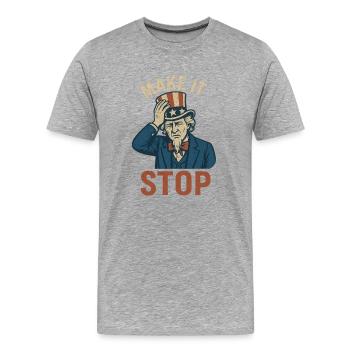 Faites que ça cesse la politique - T-shirt bio Premium Homme - gris chiné - Devant - Damien (186cm)