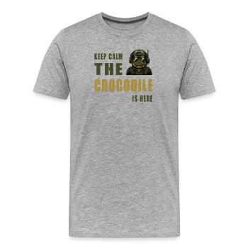 Crocodile en action – Restez calme - T-shirt bio Premium Homme - gris chiné - Devant - Damien (186cm)