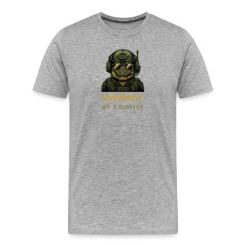 Un crocodile en mission - T-shirt bio Premium Homme - gris chiné - Devant - Damien (186cm)