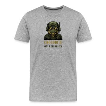 Un crocodile en mission - T-shirt bio Premium Homme - gris chiné - Devant - Damien (186cm)