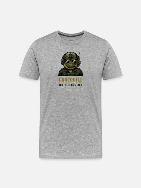 Crocodile on a mission - Men's Premium Organic T-Shirt - heather grey