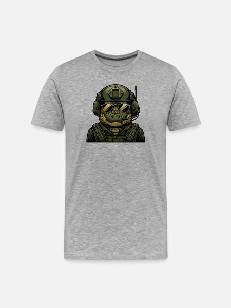 Crocodile Military Design - Men's Premium Organic T-Shirt - heather grey