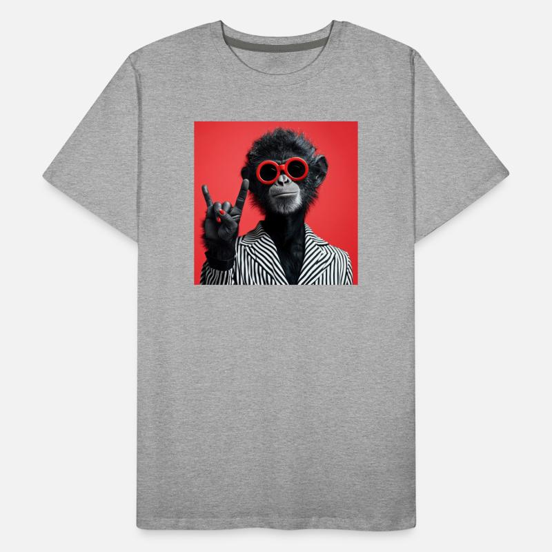 Affe mit roter Sonnenbrille macht Rock Geste Männer Premium Bio T-Shirt
