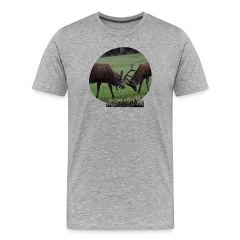 Rotwild-Liebe - Männer Premium Bio T-Shirt - Grau meliert - Vorne - Damien (186cm)