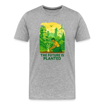 Solarpunk Roots - Men's Premium Organic T-Shirt - heather grey - Front - Damien (186cm)