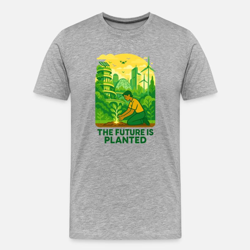Solarpunk Roots - Männer Premium Bio T-Shirt - Grau meliert