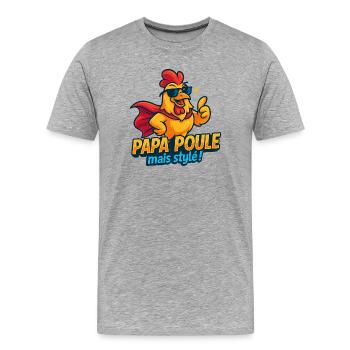 Poulet Style Mode Chic - T-shirt bio Premium Homme - gris chiné - Devant - Damien (186cm)