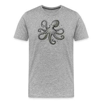 Oktopus - Männer Premium Bio T-Shirt - Grau meliert - Vorne - Damien (186cm)