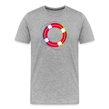 Bouée de sauvetage avec corde arc-en-ciel – symbole maritime - T-shirt bio Premium Homme - gris chiné - Devant - Damien (186cm)