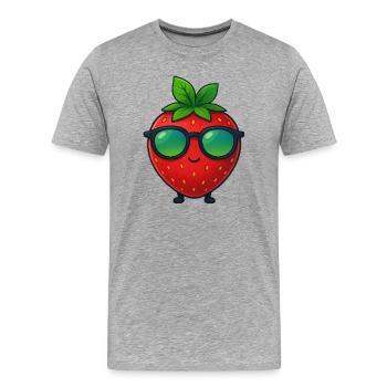 Cool Minimalist Strawberry Fruity Summer - Men's Premium Organic T-Shirt - heather grey - Front - Damien (186cm)