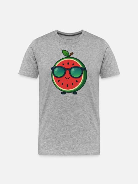 Frugtagtig vandmelon sommer sjov kølig frugt - Herre Premium T-shirt økologisk - grå meleret