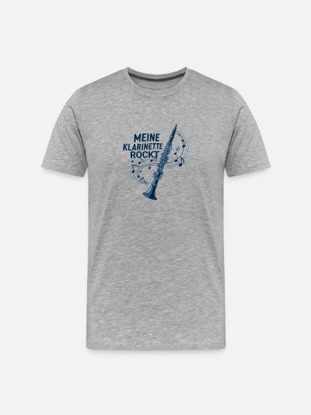 Meine Klarinette rockt – Klarinettistin - Männer Premium Bio T-Shirt - Grau meliert