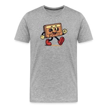 Une cassette lisse - T-shirt bio Premium Homme - gris chiné - Devant - Damien (186cm)
