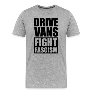 Drive Vans Fight Fascism - Männer Premium Bio T-Shirt - Grau meliert - Vorne - Damien (186cm)