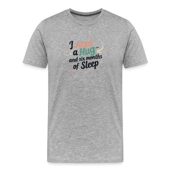 J’ai besoin d’un câlin - T-shirt bio Premium Homme - gris chiné - Devant - Damien (186cm)
