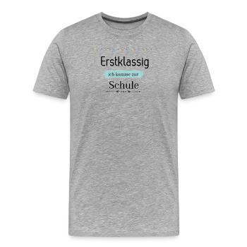 Einschulung - Männer Premium Bio T-Shirt - Grau meliert - Vorne - Damien (186cm)