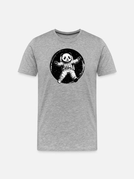 Astronauten-Panda – Süßer Space Explorer - Männer Premium Bio T-Shirt - Grau meliert
