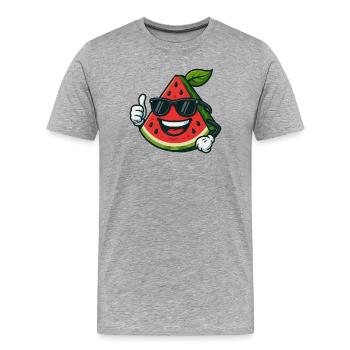 Rafraîchissant pastèque Fruit d’été Pouce frais - T-shirt bio Premium Homme - gris chiné - Devant - Damien (186cm)