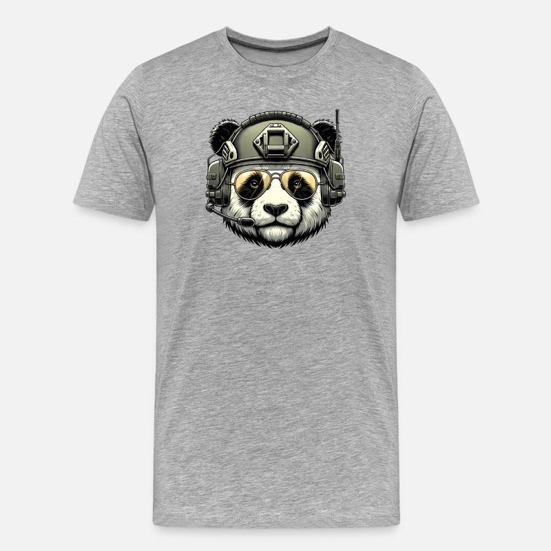 Panda Military Army Design - Men's Premium Organic T-Shirt - heather grey