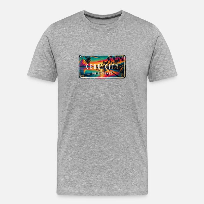 Cebu City – Tropical Retro Sign - Men's Premium Organic T-Shirt - heather grey