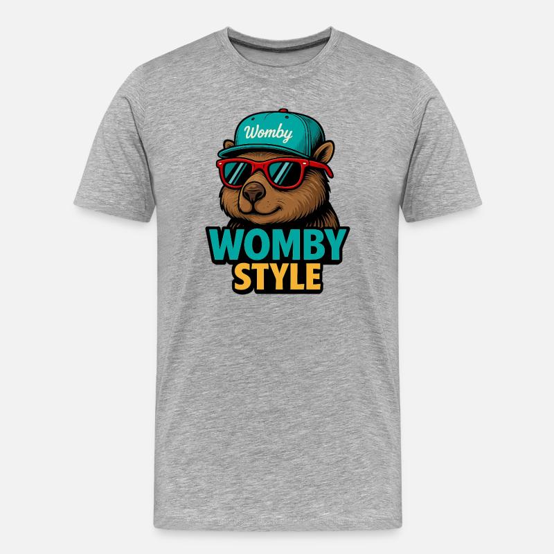 Womby Style Beaver with Sunglasses - Men's Premium Organic T-Shirt - heather grey