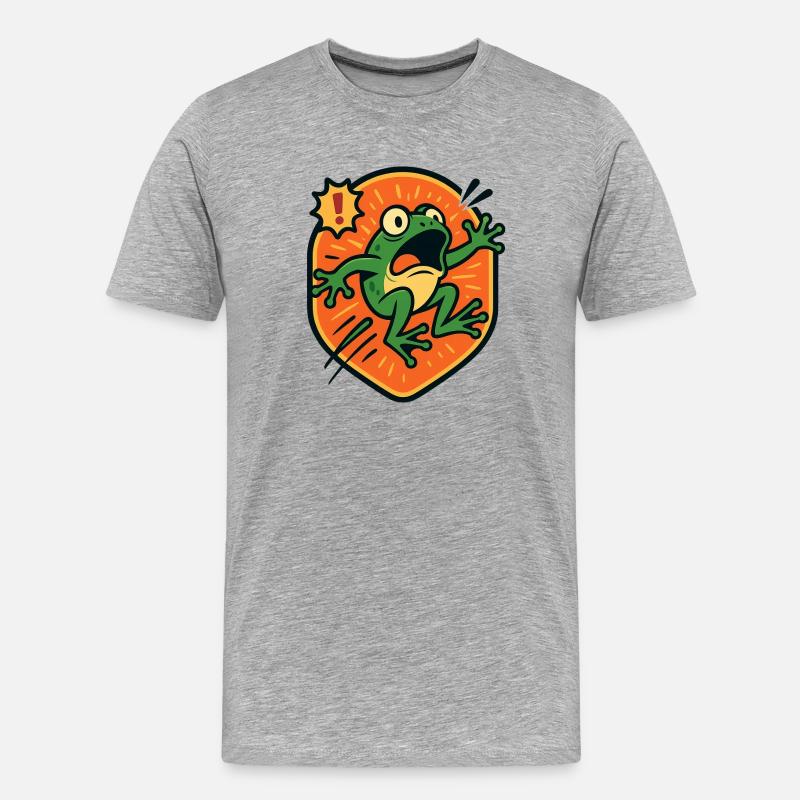 Panikfrosch-Abzeichen - Männer Premium Bio T-Shirt - Grau meliert