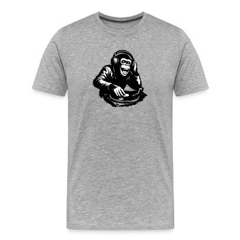 DJ The Monkey Danse à la Banksy - T-shirt bio Premium Homme - gris chiné - Devant - Damien (186cm)