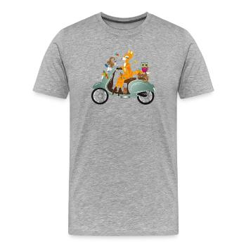 Waldtiere auf Spritztour – Fantasievolle Szene - Männer Premium Bio T-Shirt - Grau meliert - Vorne - Damien (186cm)