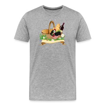 Filled picnic basket – summer pleasure motif - Men's Premium Organic T-Shirt - heather grey - Front - Damien (186cm)