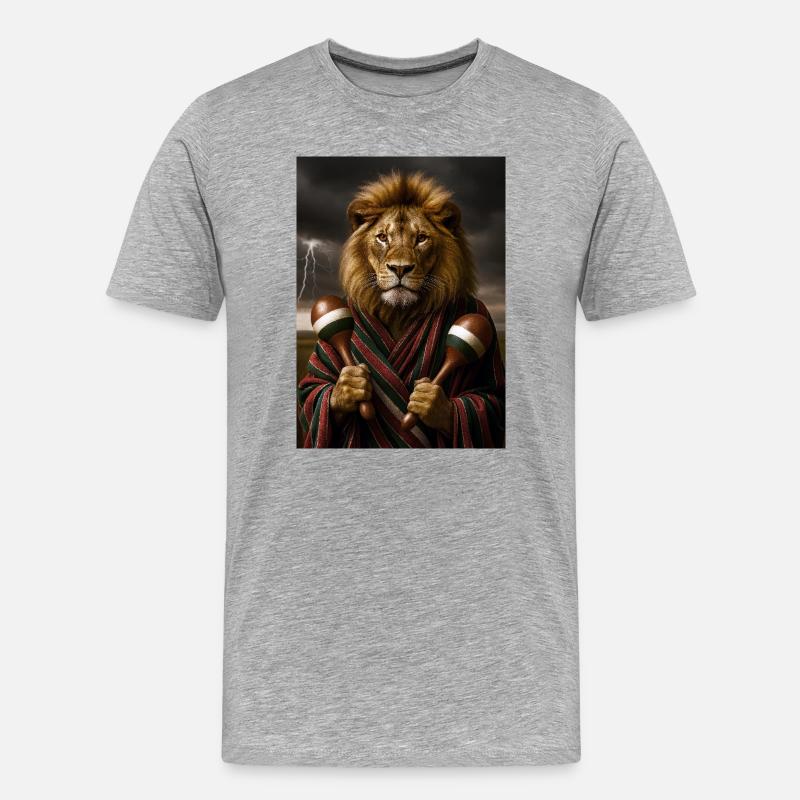 Löwe bei den Maracas - Männer Premium Bio T-Shirt - Grau meliert
