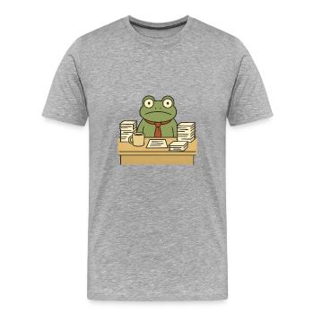 Business Frog - Men's Premium Organic T-Shirt - heather grey - Front - Damien (186cm)