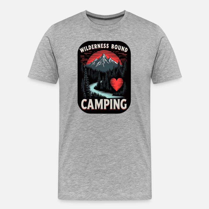 Wilderness Bound Camping Herz - Männer Premium Bio T-Shirt - Grau meliert