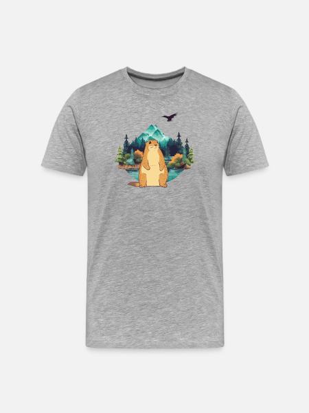 Murmeltier - Männer Premium Bio T-Shirt - Grau meliert