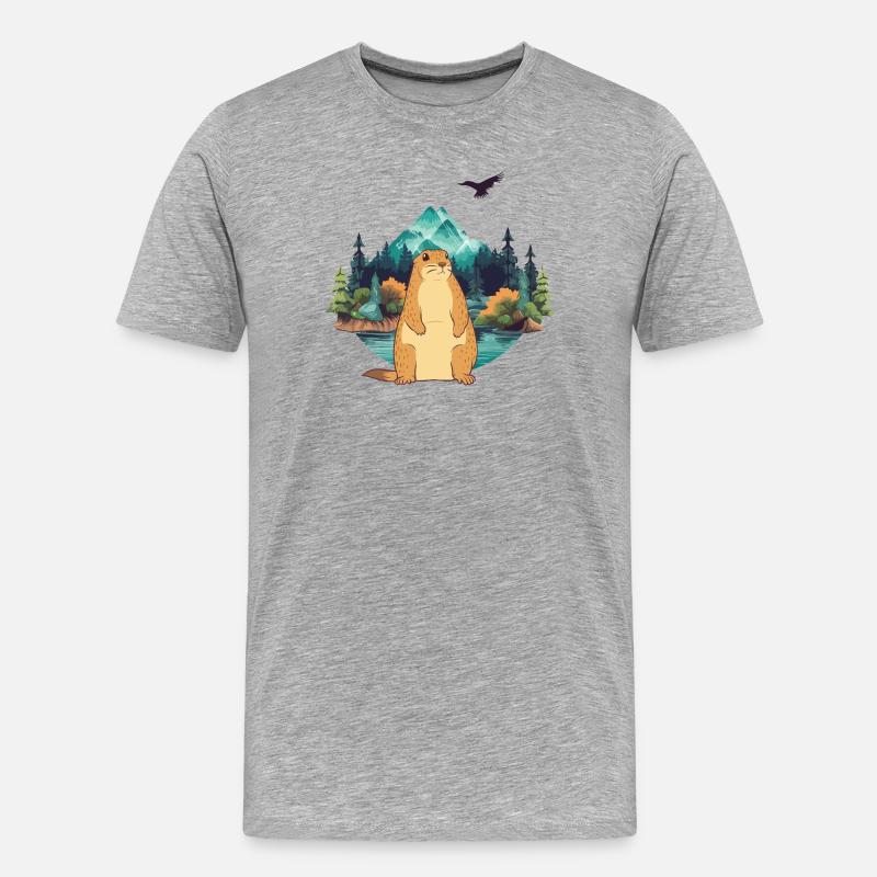 Murmeltier - Männer Premium Bio T-Shirt - Grau meliert