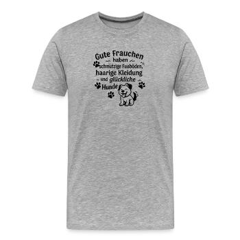 Hundeliebe, Hundeliebhaber - Männer Premium Bio T-Shirt - Grau meliert - Vorne - Damien (186cm)