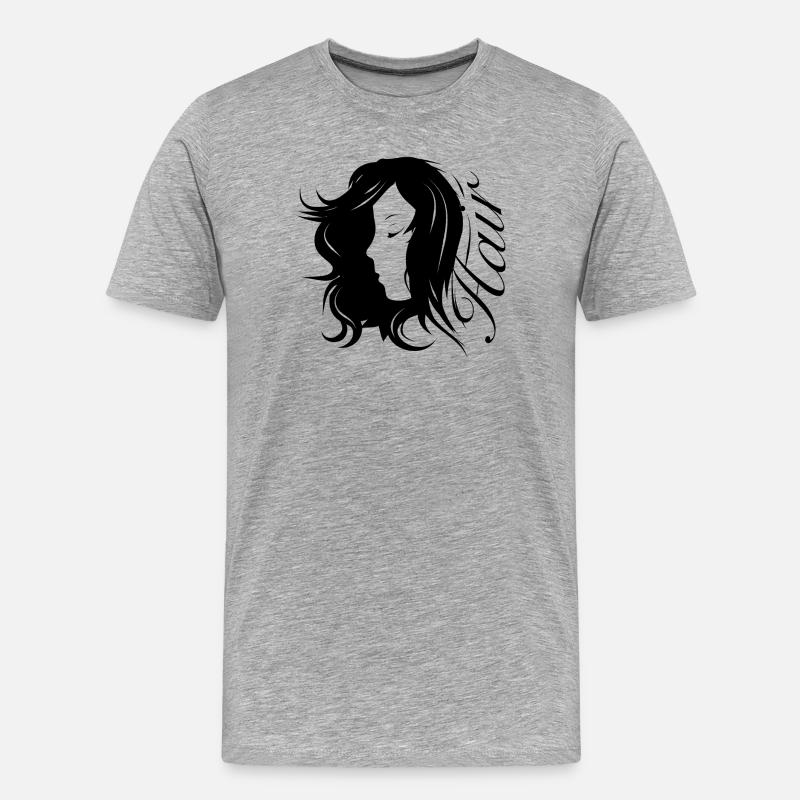 Mädchen Silhouette mit Typografie-Haar - Männer Premium Bio T-Shirt - Grau meliert