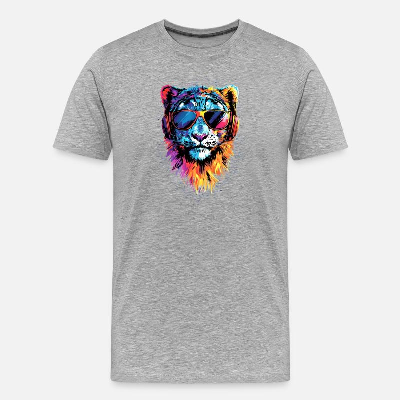 Schneeleopard Panther Raubkatze Großkatze Leopard - Männer Premium Bio T-Shirt - Grau meliert