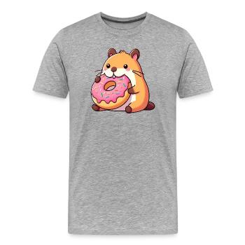 Süße Capybara Hamster Meerschweinchen Donut - Männer Premium Bio T-Shirt - Grau meliert - Vorne - Damien (186cm)