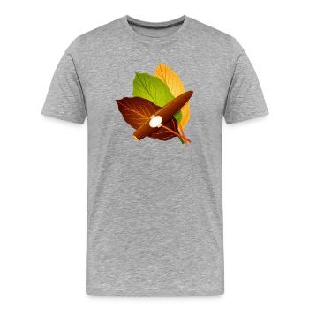 Cigar with Tobacco Leaves - Stylish Vintage Motif - Men's Premium Organic T-Shirt - heather grey - Front - Damien (186cm)