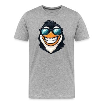Cooler Pinguin Sonnenbrille Sommer Grinsen Spaß - Männer Premium Bio T-Shirt - Grau meliert - Vorne - Damien (186cm)