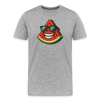 Pastèque fraîche avec lunettes de soleil Fruits d’été - T-shirt bio Premium Homme - gris chiné - Devant - Damien (186cm)