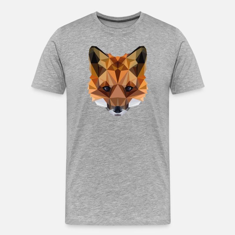 Fuchs Geometrisch – Polygon Art - Männer Premium Bio T-Shirt - Grau meliert